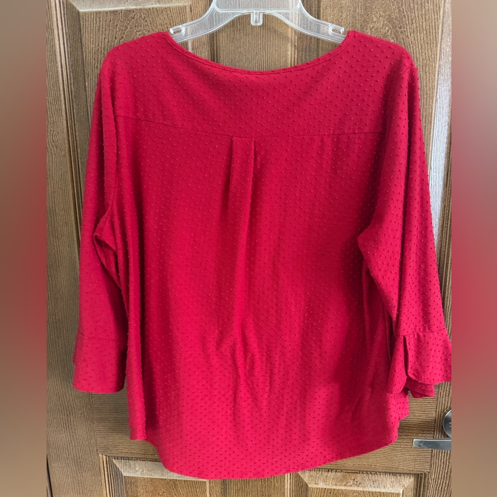 Women’s ELLE beautiful red swiss dot blouse. SFH - Picture 2 of 5
